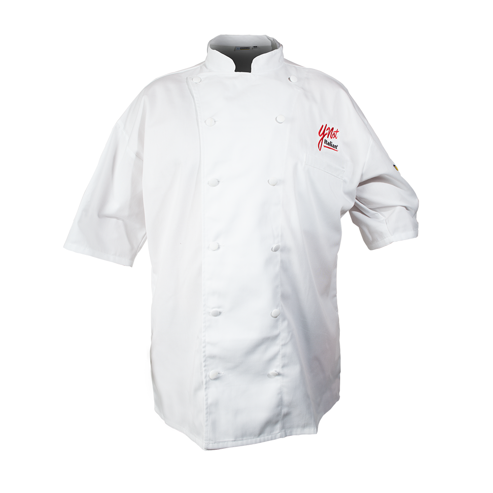 White 12 Button Short Sleeve Chef Coat-Vented